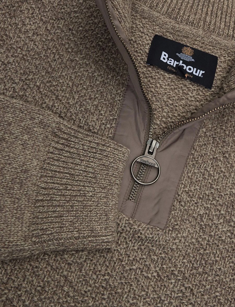 Barbour - Barbour Danforth Textured Half Zip - poolpika lukuga džemprid - mushroom - 2