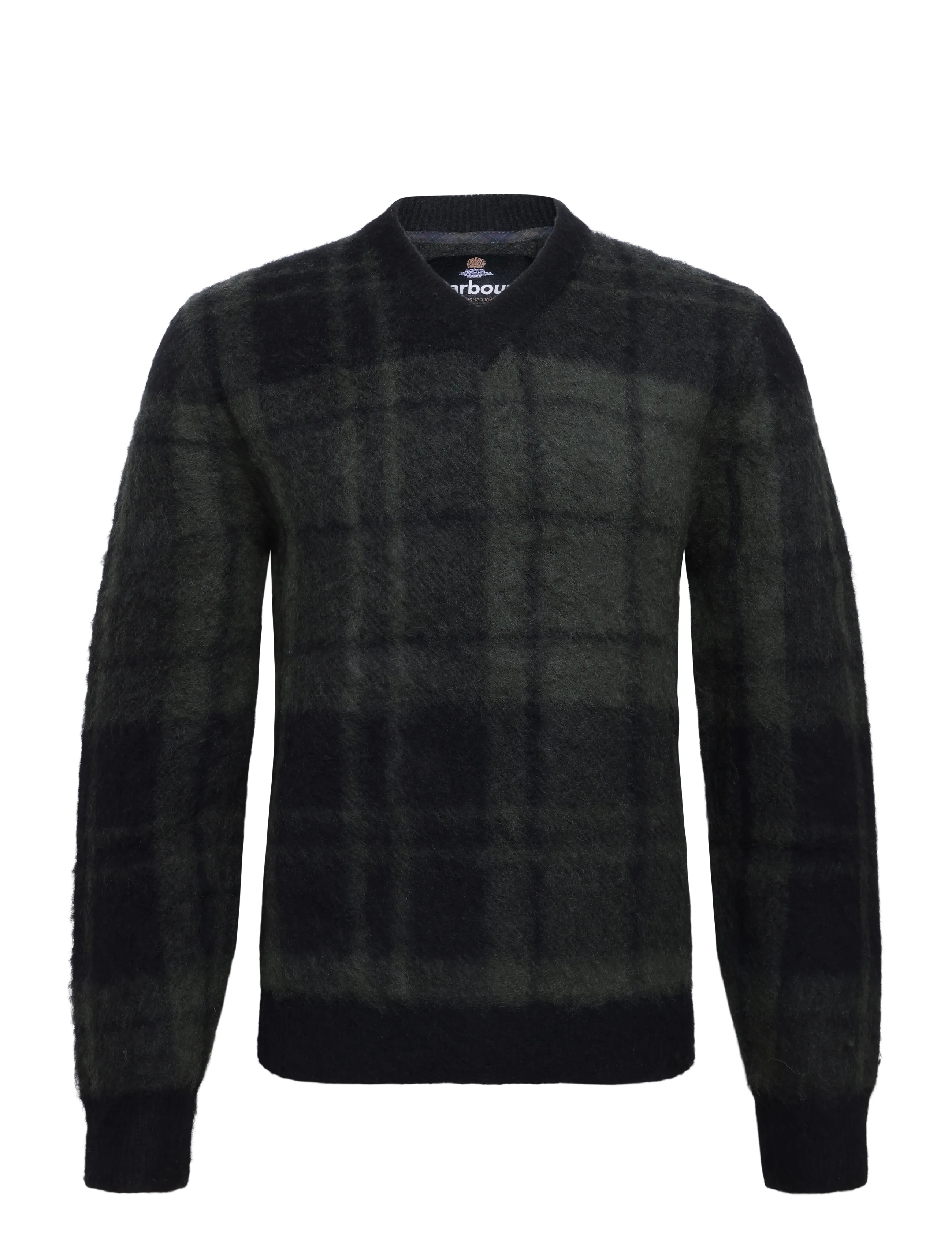Barbour Barbour Hunham Tartan V-Neck Knitted Jumper - Streetstyle - BLACK / black
