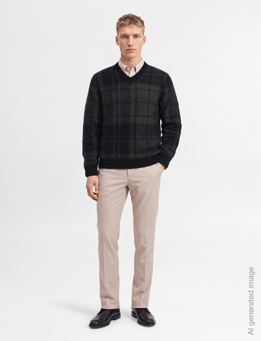Barbour - Barbour Hunham Tartan V-Neck Knitted Jumper - v-kaelusega - black - 0