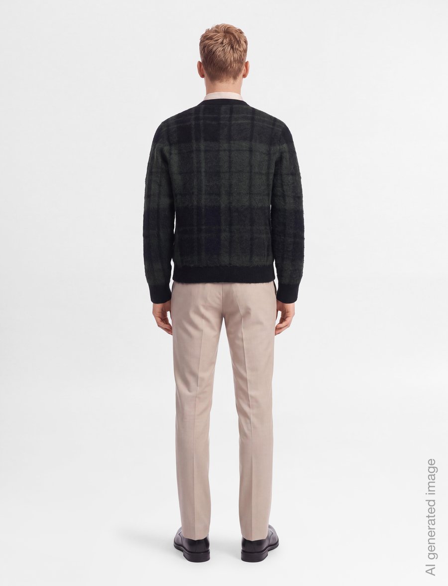 Barbour - Barbour Hunham Tartan V-Neck Knitted Jumper - v-kaelusega - black - 4