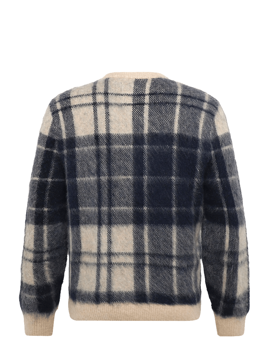 Barbour - Barbour Hunham Tartan V-Neck Knitted Jumper - v-hals - stone - 2