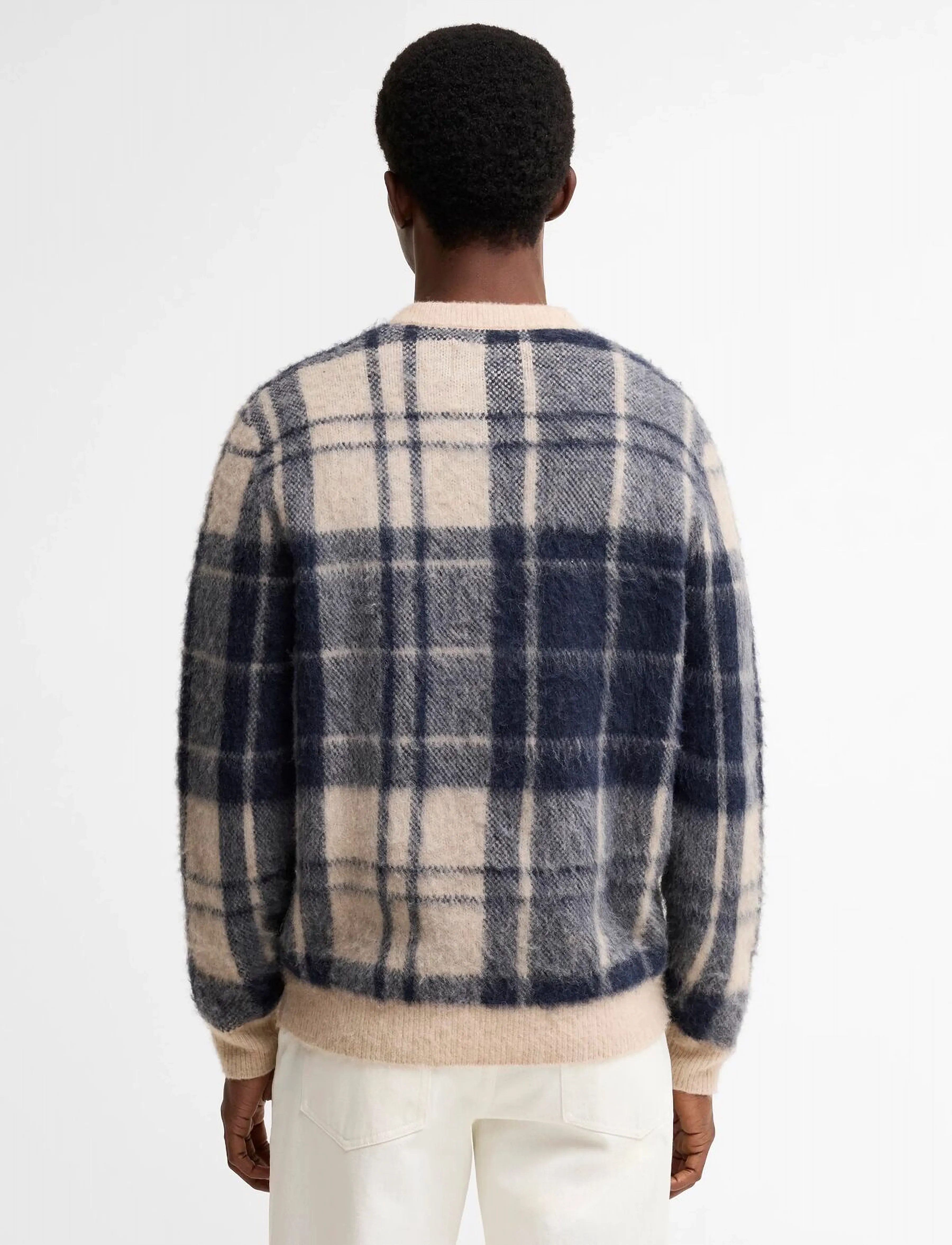 Barbour - Barbour Hunham Tartan V-Neck Knitted Jumper - v-ausschnitt - stone - 4
