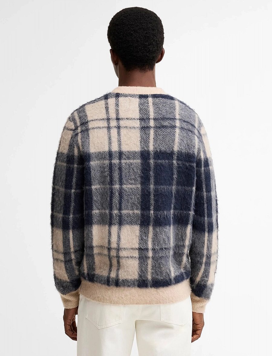 Barbour - Barbour Hunham Tartan V-Neck Knitted Jumper - v-ausschnitt - stone - 4