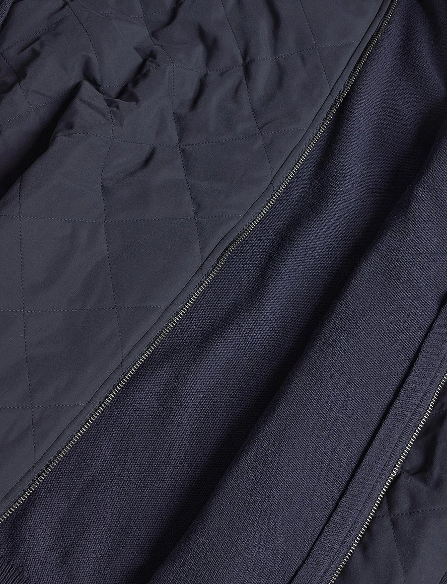 Barbour - Barbour Quilted Front Knitted Zip Through - hybridjakker - navy - 4