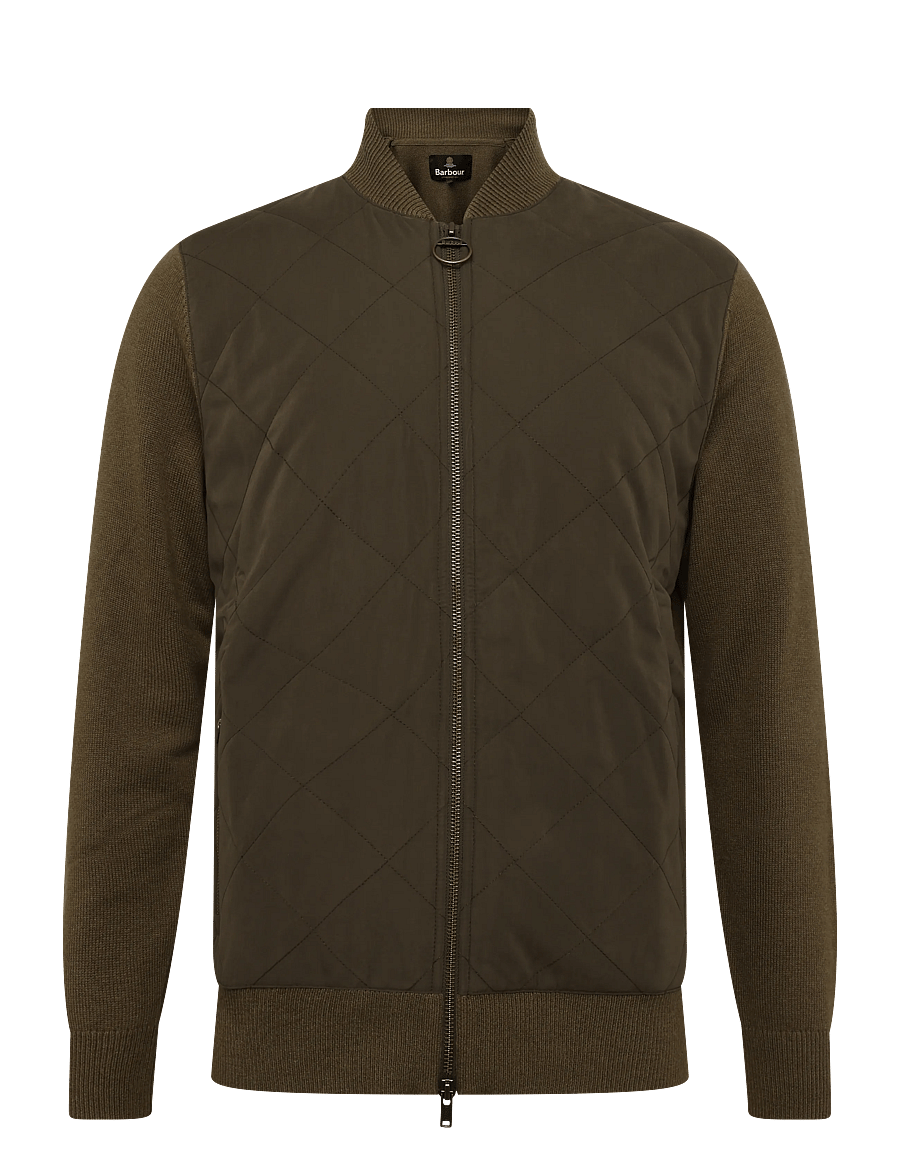 Barbour - Barbour Quilted Front Knitted Zip Through - olive - 0