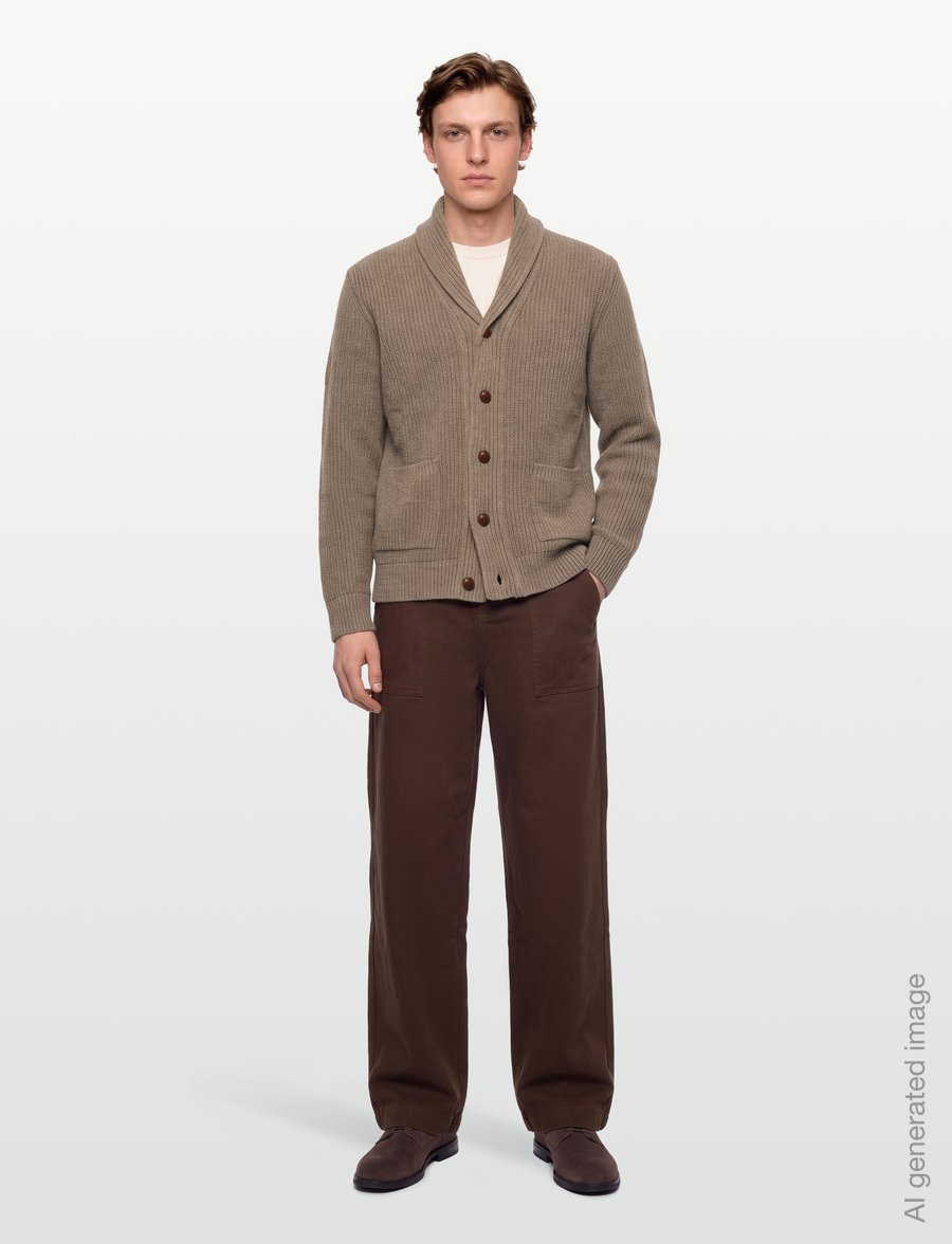 Barbour - Barbour Hartland Knitted Shawl Neck Cardigan - koftor - stone - 0