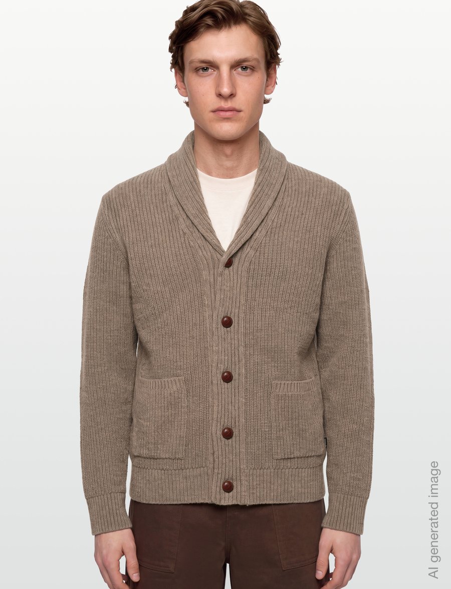 Barbour - Barbour Hartland Knitted Shawl Neck Cardigan - koftor - stone - 3