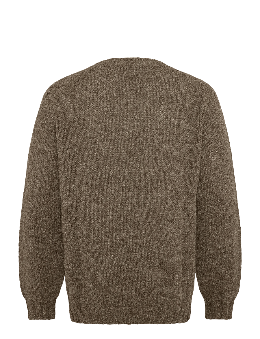 Barbour - Barbour Scottish Made Natural Yarn Cable Crew - medium brown - 1