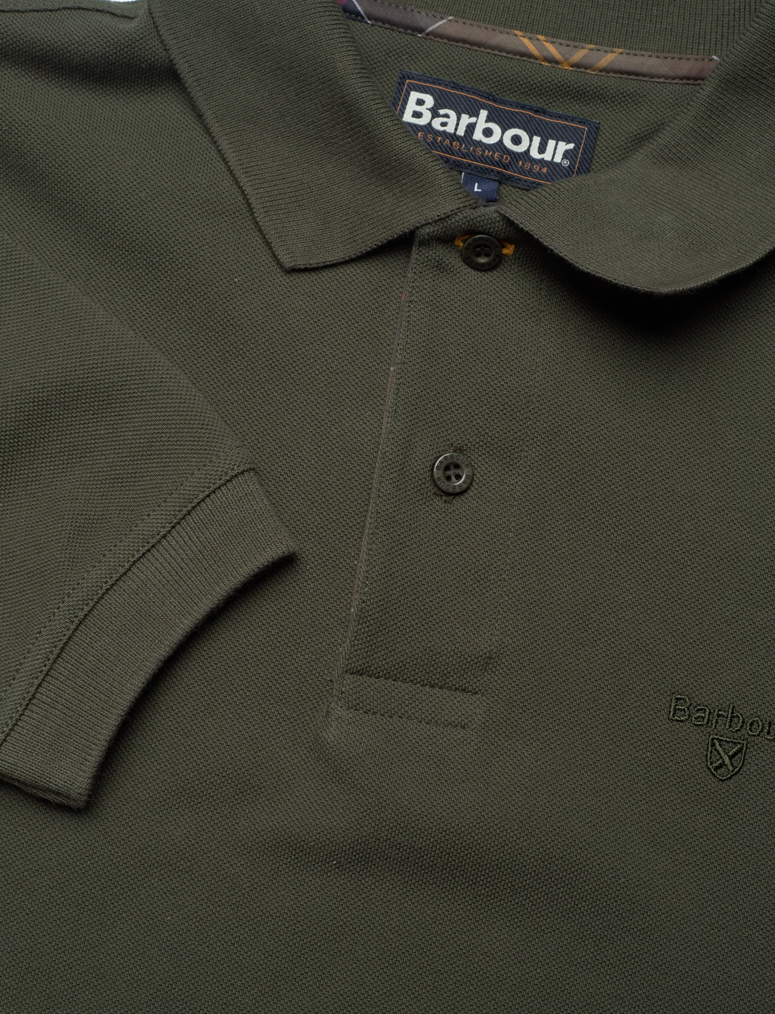 Barbour - Barbour Essential LS Tartan Pique Polo Shirt - forest - 2