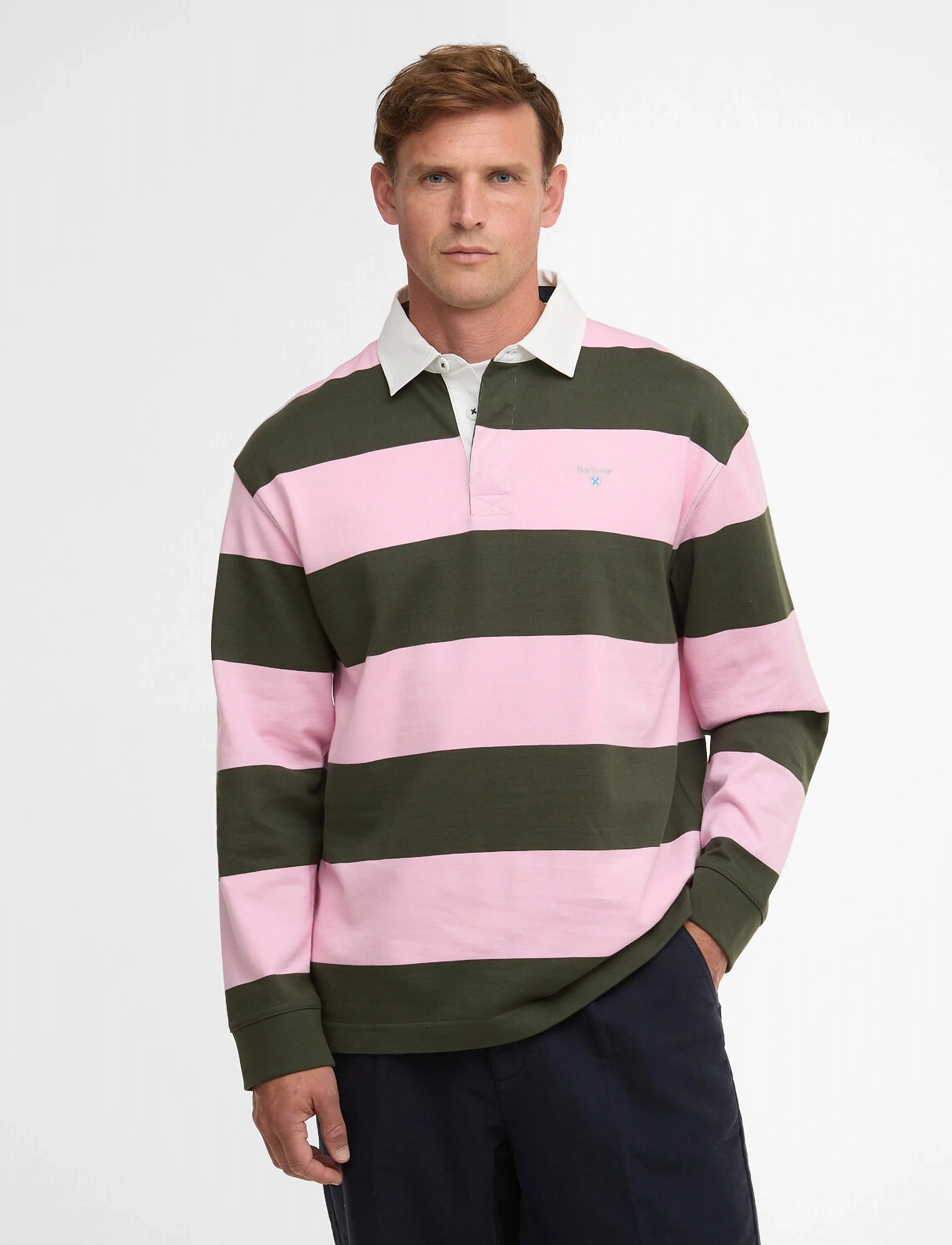 Barbour Barbour Broome Rugby - Pikeepaidat - PINK / khaki/green