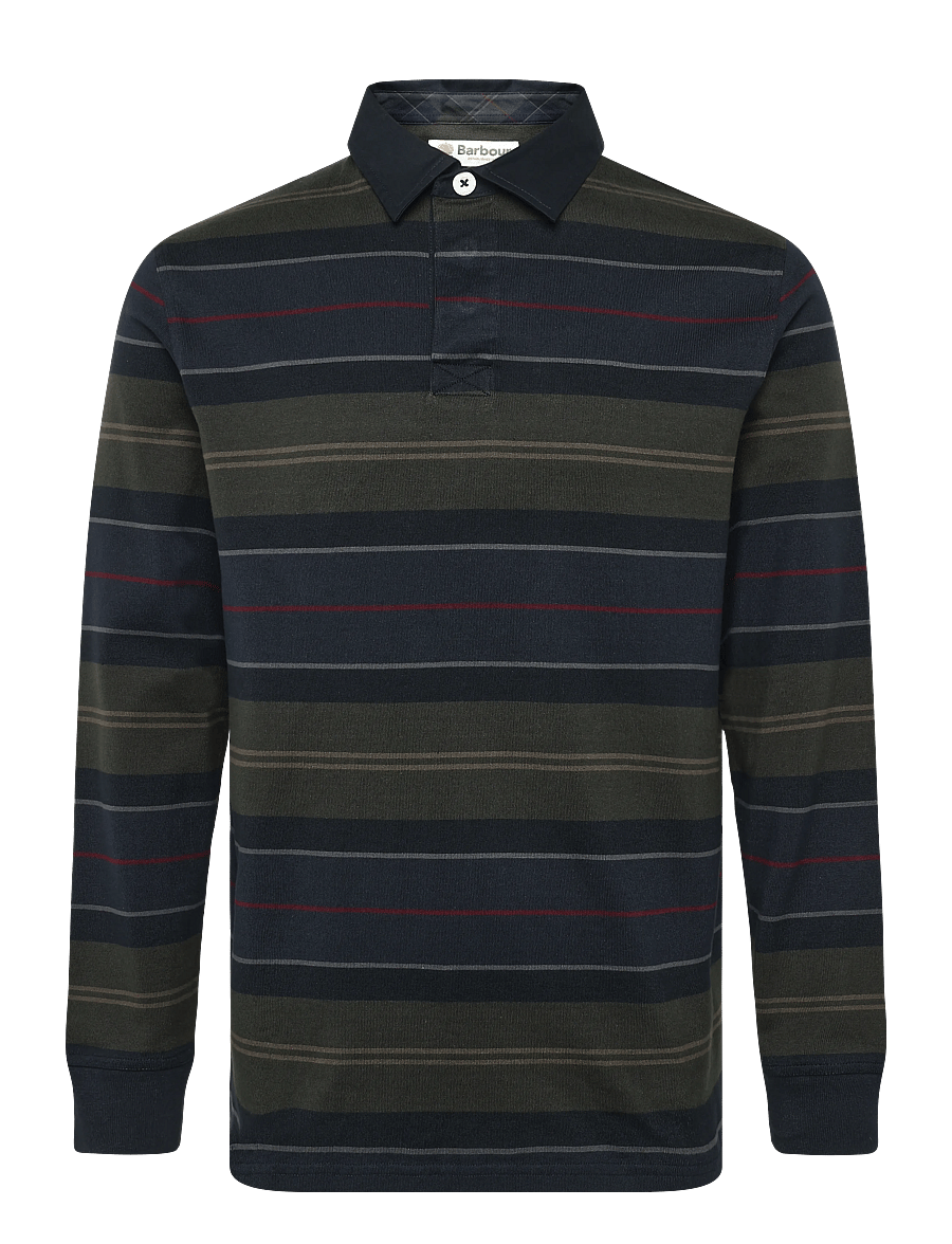 Barbour - Barbour Frith Tartan Stripe Rugby Shirt - langärmelige strick-polohemden - navy - 0