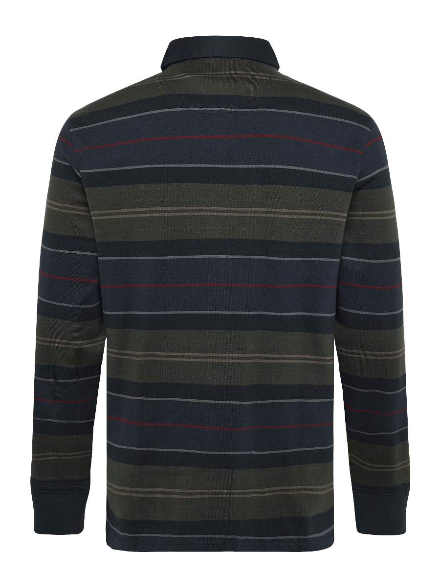 Barbour - Barbour Frith Tartan Stripe Rugby Shirt - langärmelige strick-polohemden - navy - 1