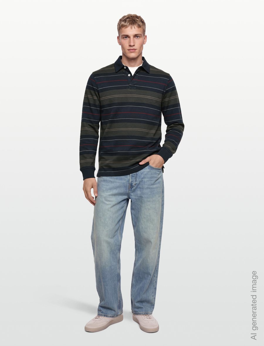 Barbour - Barbour Frith Tartan Stripe Rugby Shirt - poloer i strik med lange ærmer - navy - 0