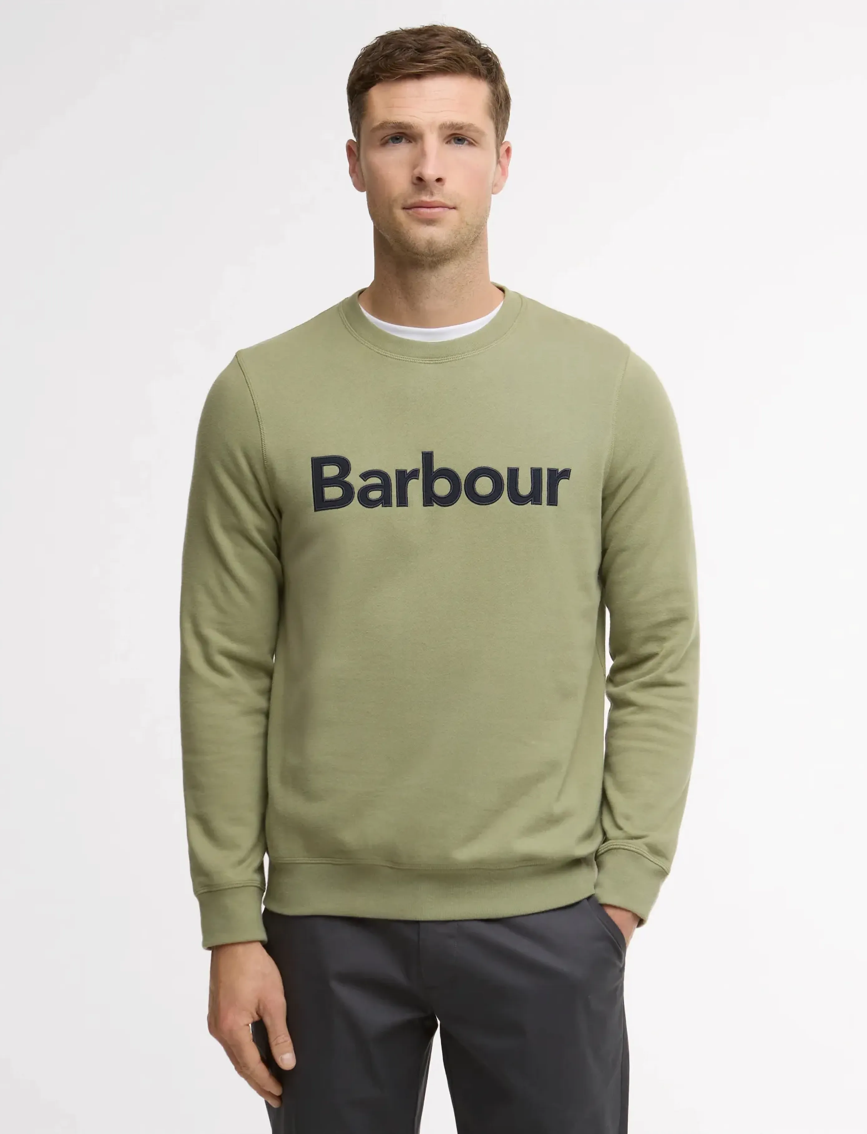 Barbour Barbour Pique App Crew, S, Green, Sweatshirts & Hættetrøjer > Sweatshirts, Herre
