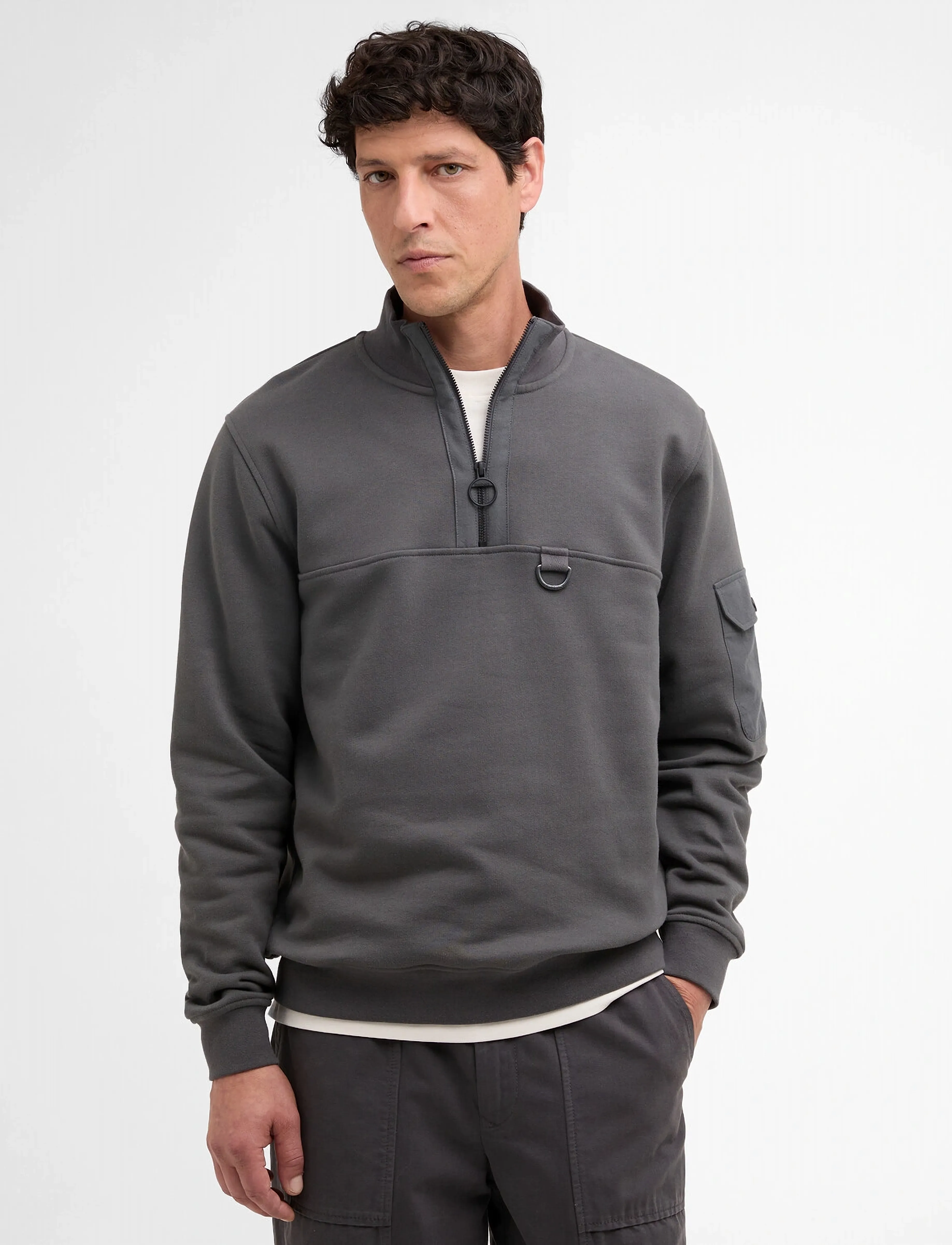 Barbour Galloway Hz, Mænd, Half-Zip Sweatshirt, Grå, Str: XXXL