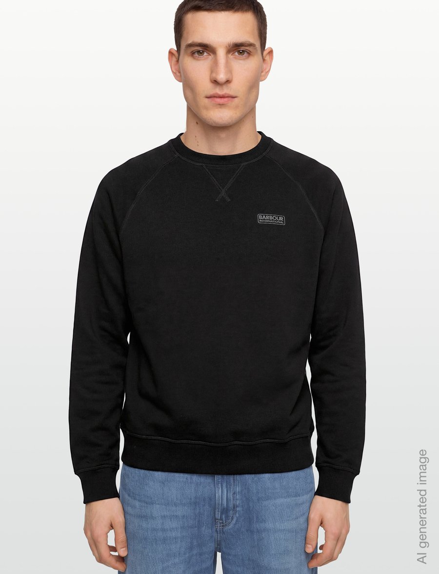 Barbour - B.Intl Essential Crew Neck Sweatshirt - shoppa efter tillfälle - black / pewter - 3