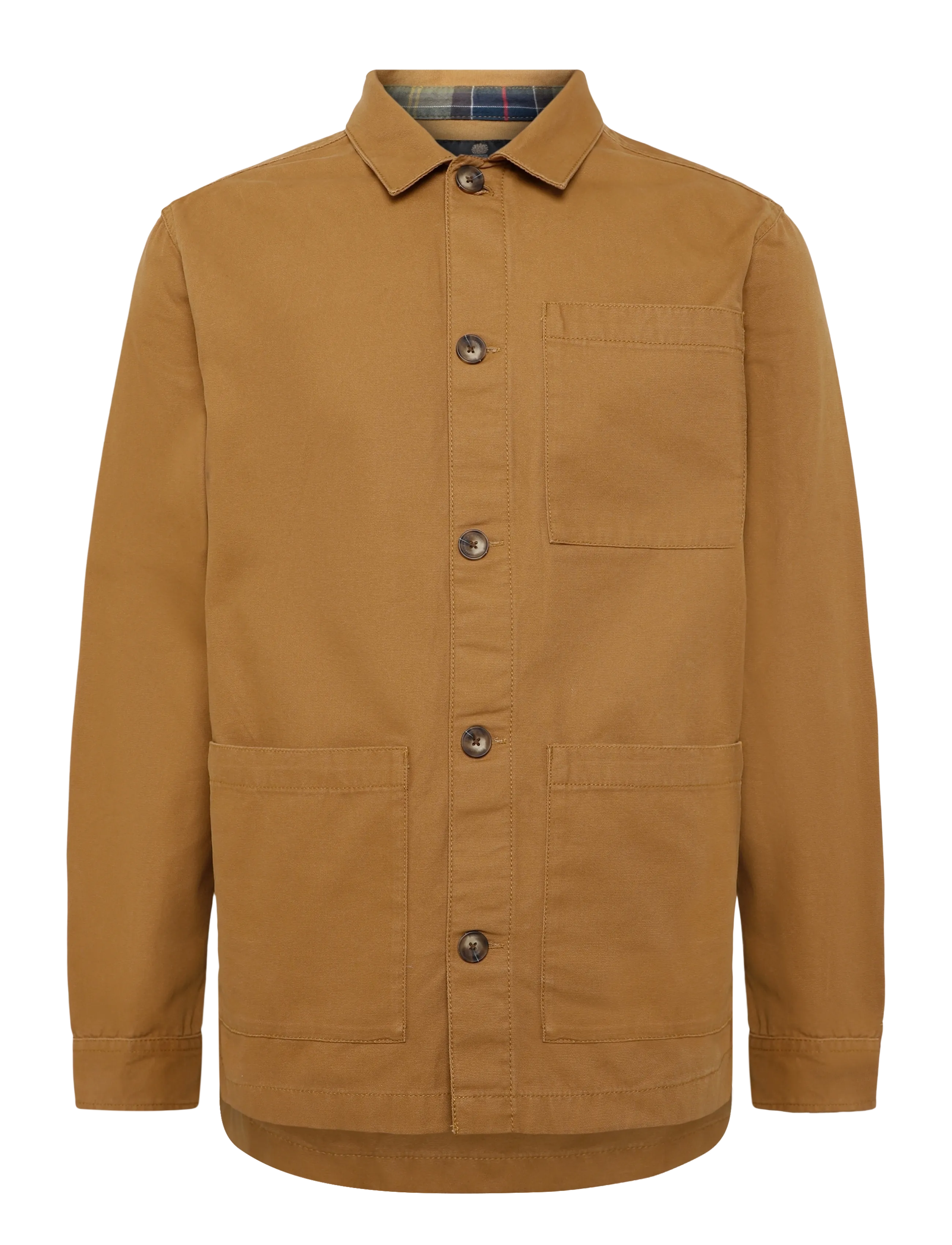 Barbour - Barbour Tartan Trimmed Washed Overshirt - forårsjakker - cinammon - 1