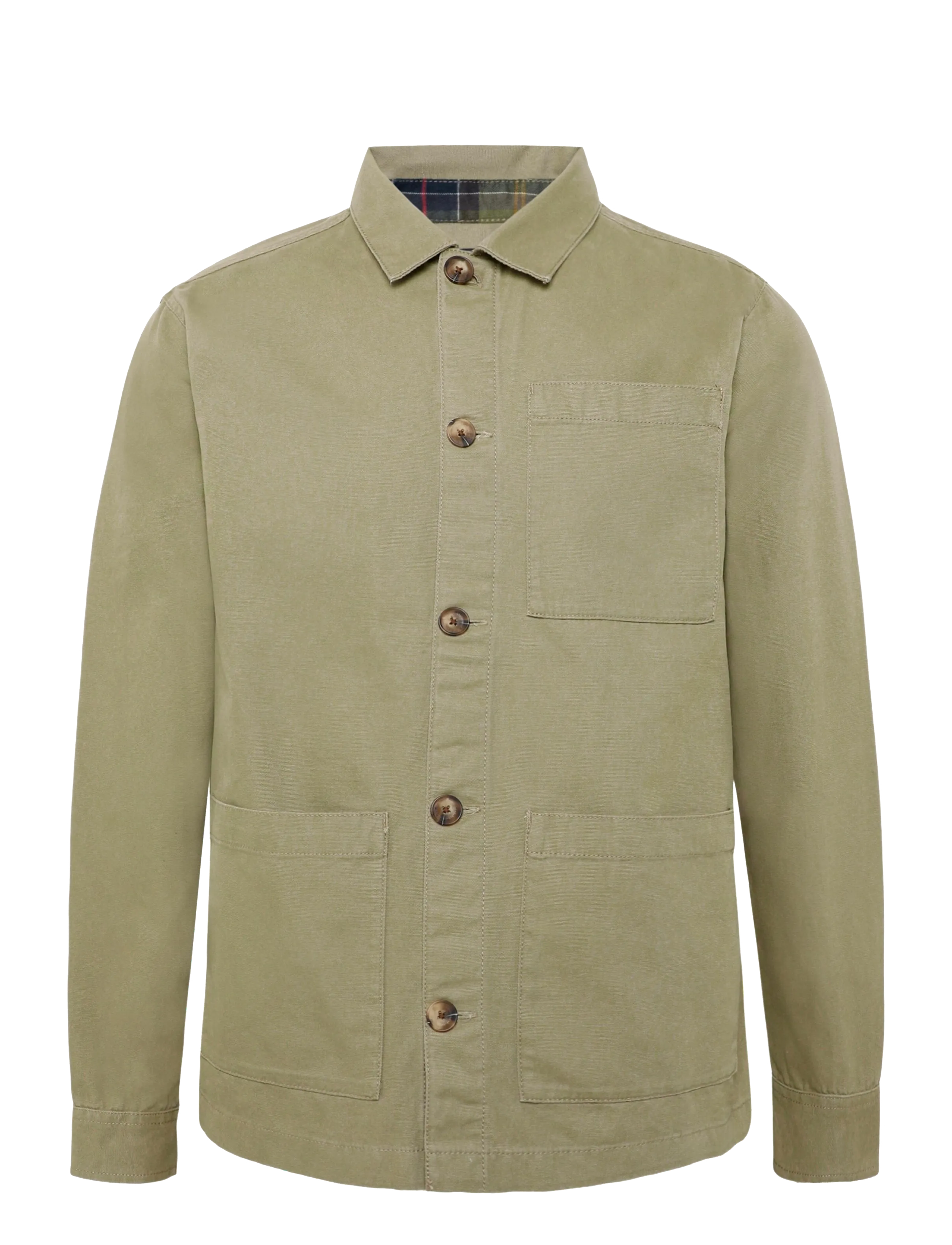 Barbour Barbour Tartan Trimmed Washed Overshirt - Jackor - MUSHROOM / khaki/green