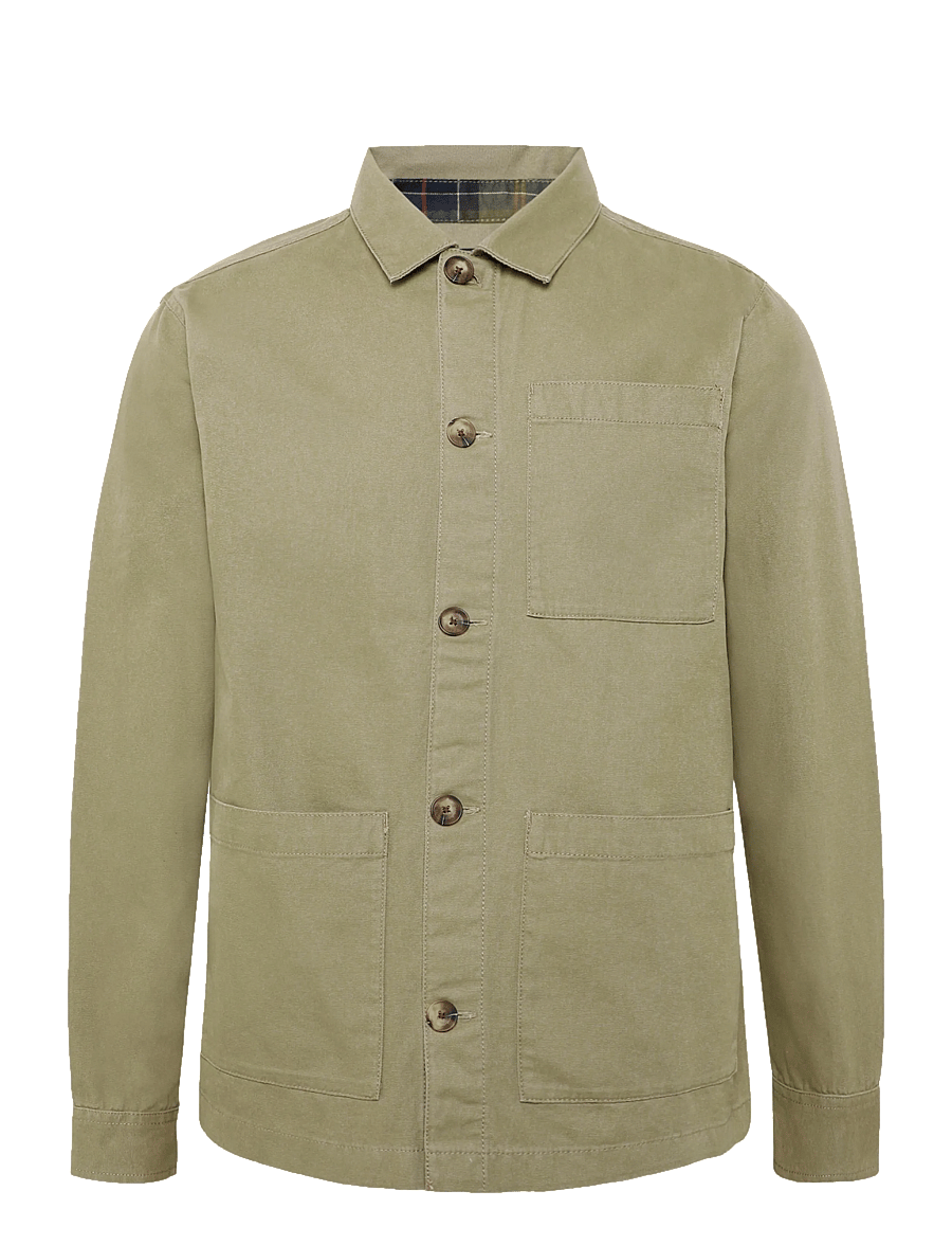 Barbour - Barbour Tartan Trimmed Washed Overshirt - mushroom - 0