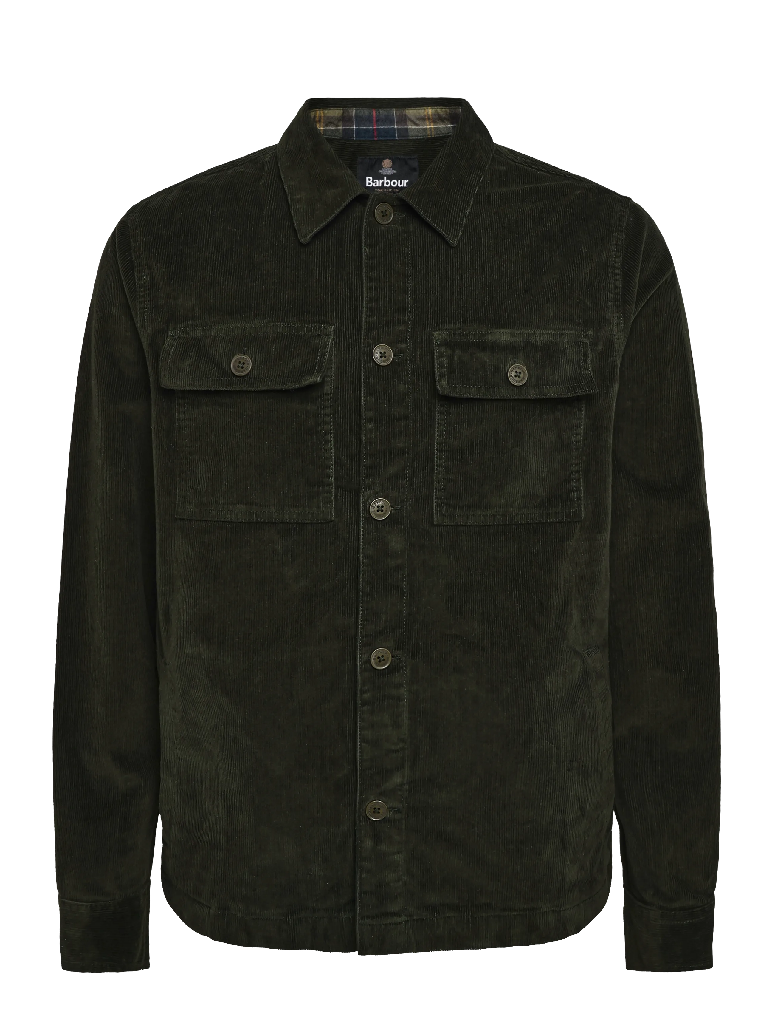 Barbour Barbour Tartan Trimmed Cord Overshirt - Inspiration - OLIVE / khaki/green