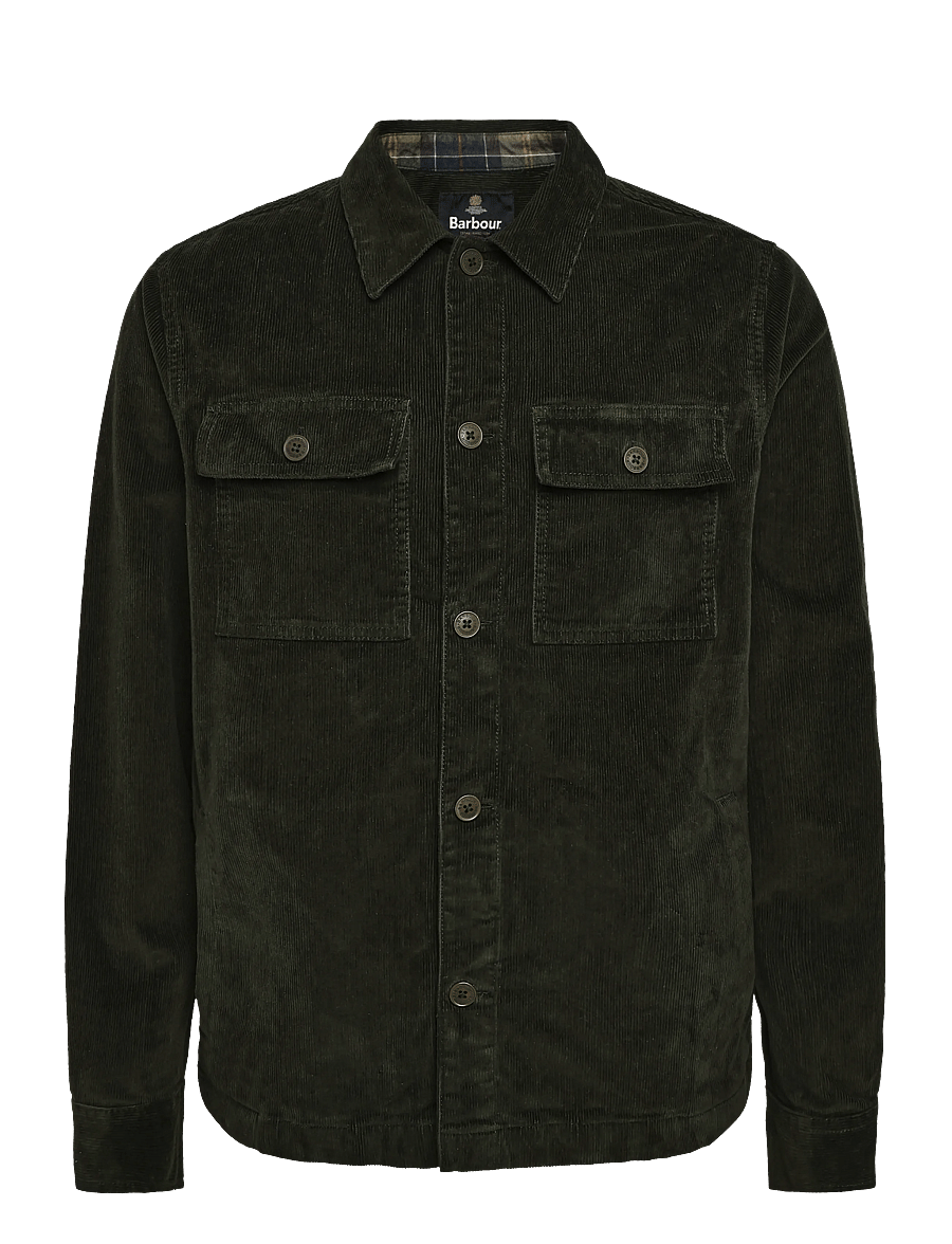 Barbour - Barbour Tartan Trimmed Cord Overshirt - frühlingsjacken - olive - 0