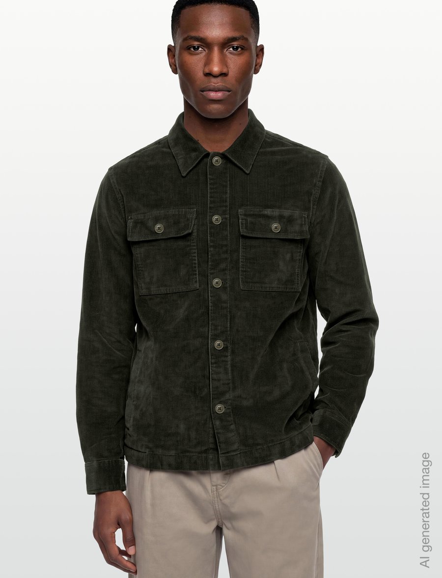 Barbour - Barbour Tartan Trimmed Cord Overshirt - forårsjakker - olive - 3