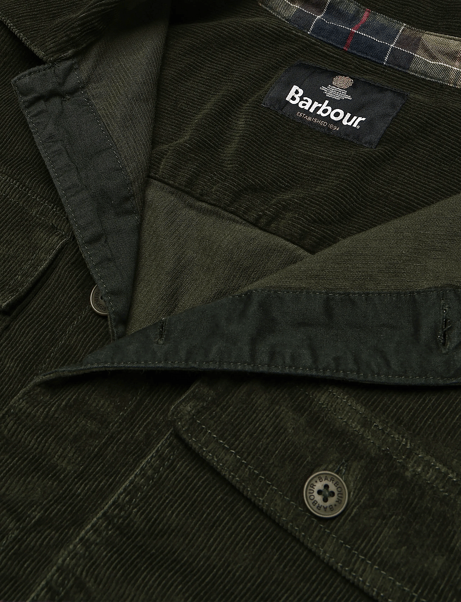 Barbour - Barbour Tartan Trimmed Cord Overshirt - frühlingsjacken - olive - 2
