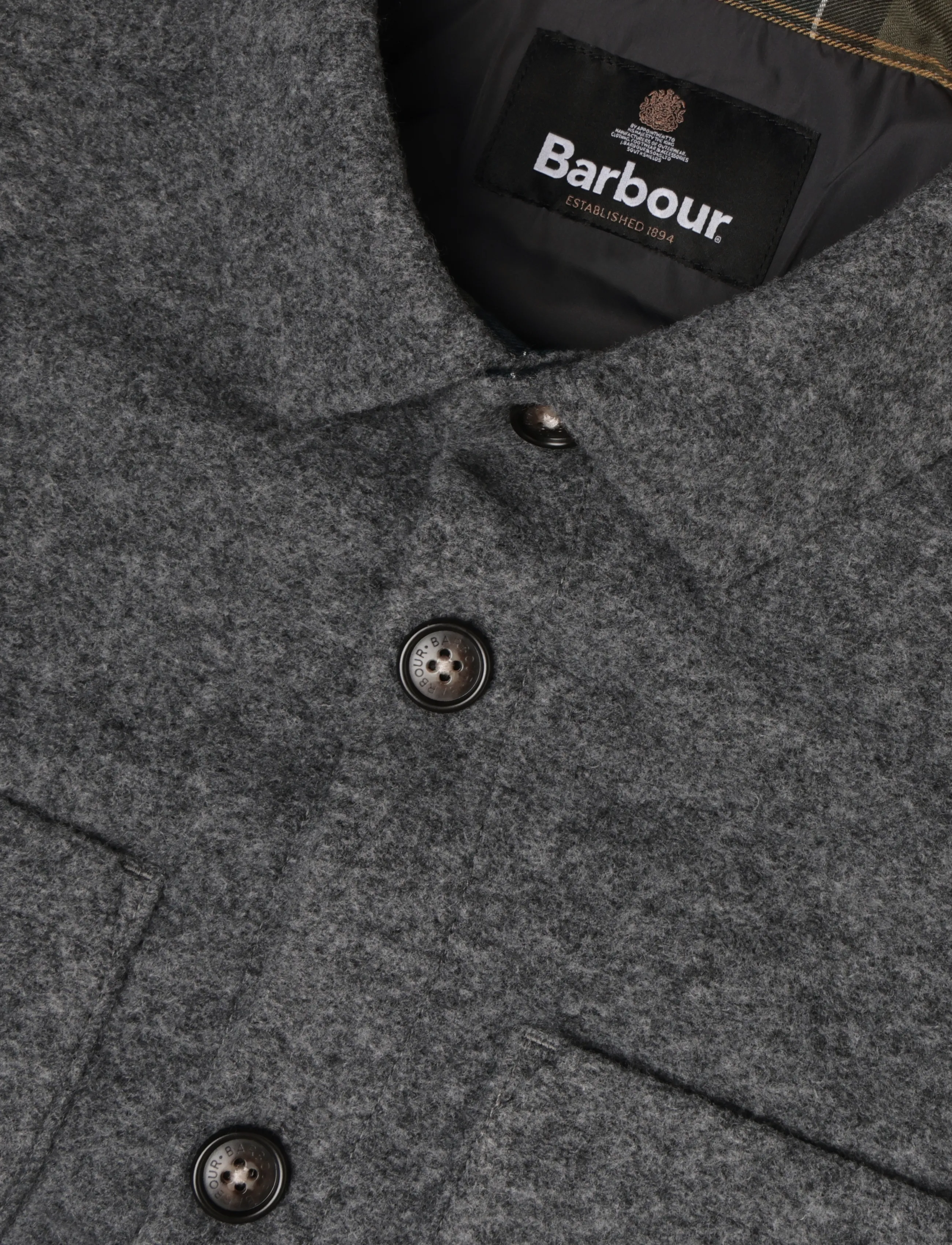 Barbour - Barbour Marltown Tailored Wool Blend Overshirt - jacken - dark grey marl - 2