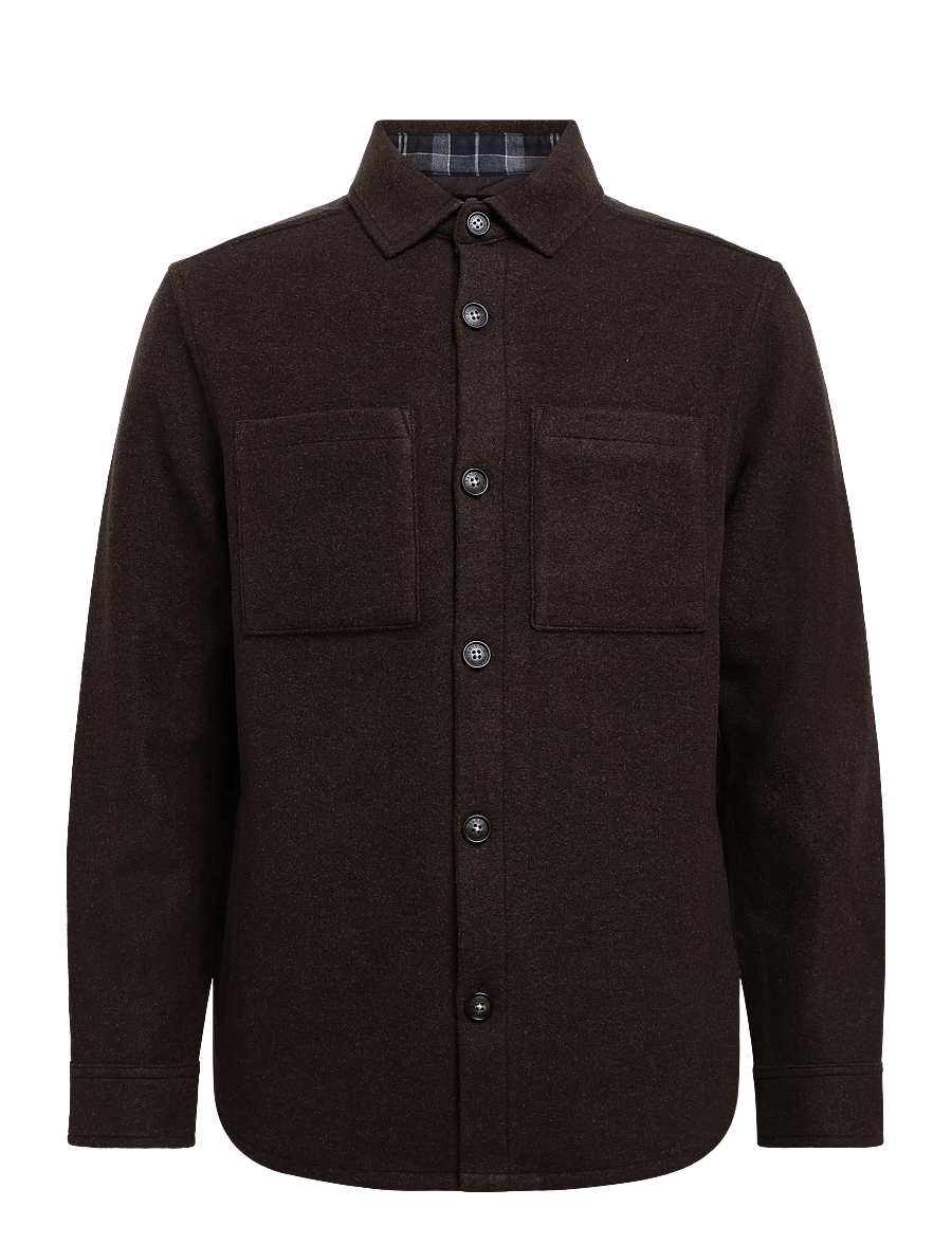 Barbour - Barbour Marltown Tailored Wool Blend Overshirt - jakker - dark oak - 0