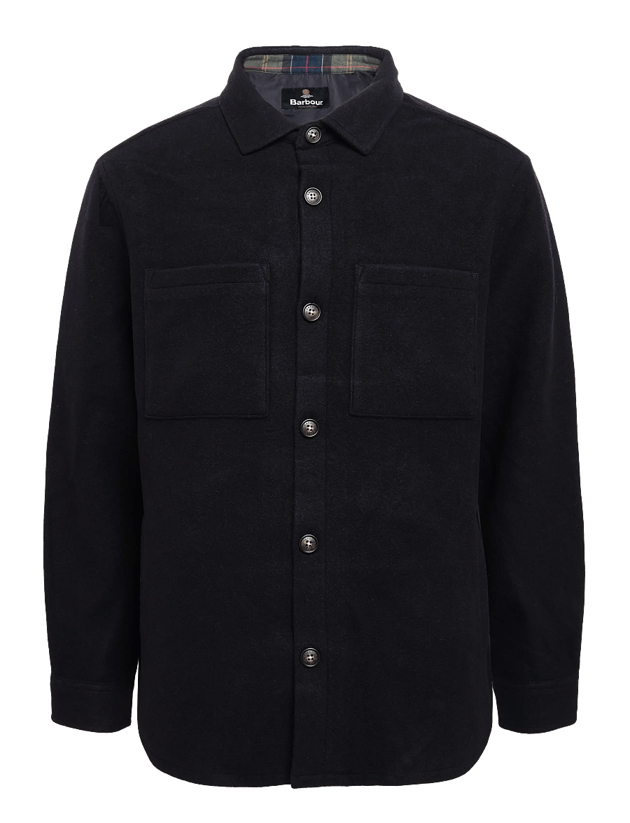 Barbour - Barbour Marltown Tailored Wool Blend Overshirt - jacken - navy marl - 0