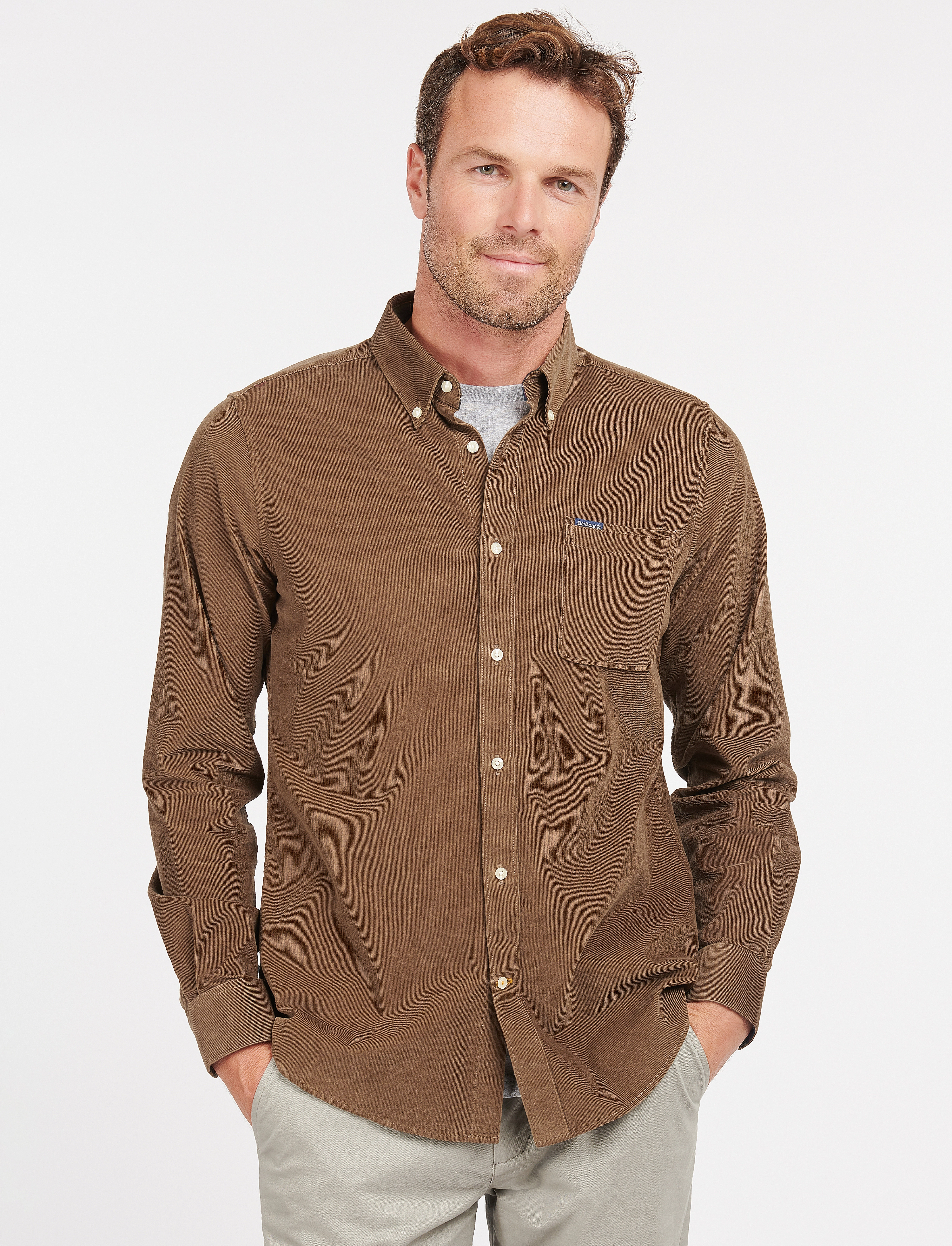 Barbour Barbour Ramsey Tailored Cord Shirt, XL, Brown, Skjorter > Afslappet, Herre