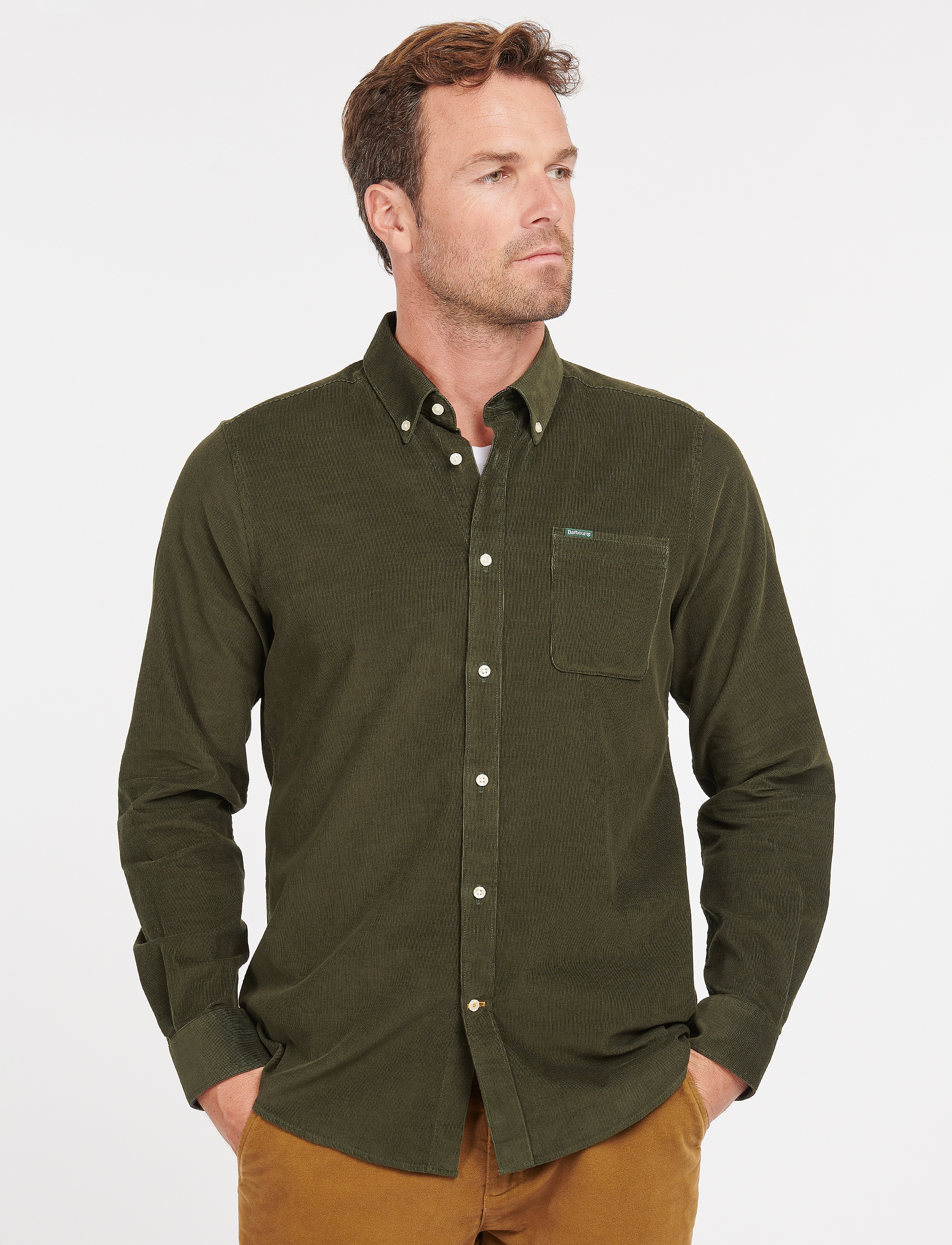 Barbour Barbour Ramsey Tailored Cord Shirt, XXL, Brown, Skjorter > Afslappet, Herre