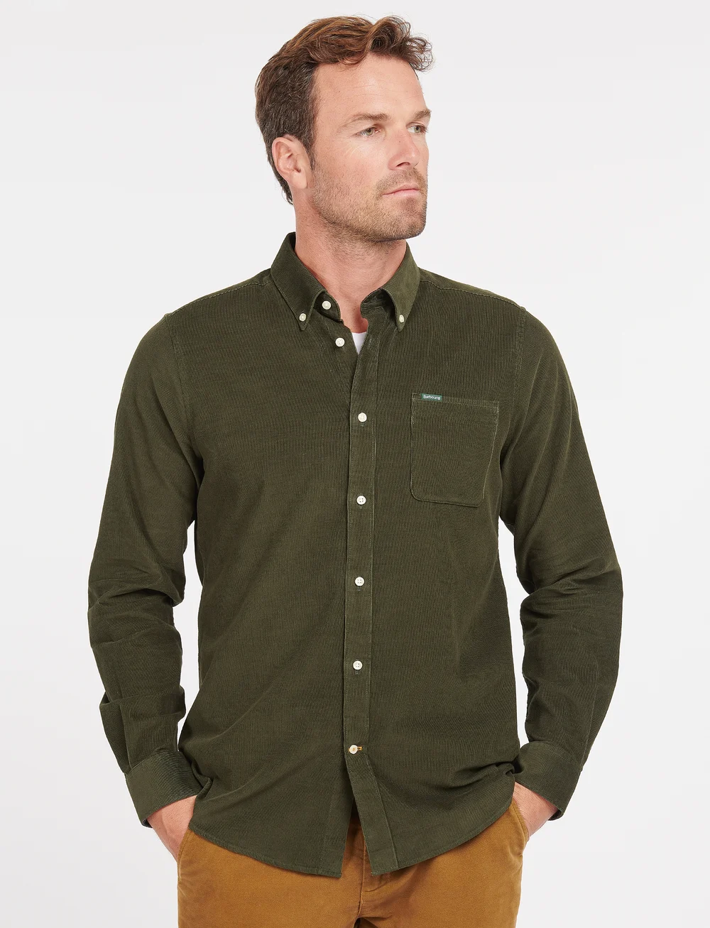 Barbour - Barbour Ramsey Tailored Cord Shirt - basic-hemden - forest - 0