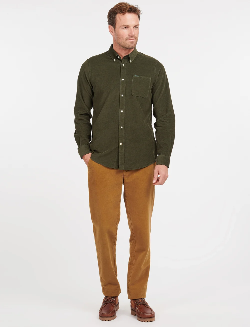 Barbour - Barbour Ramsey Tailored Cord Shirt - basic-hemden - forest - 4