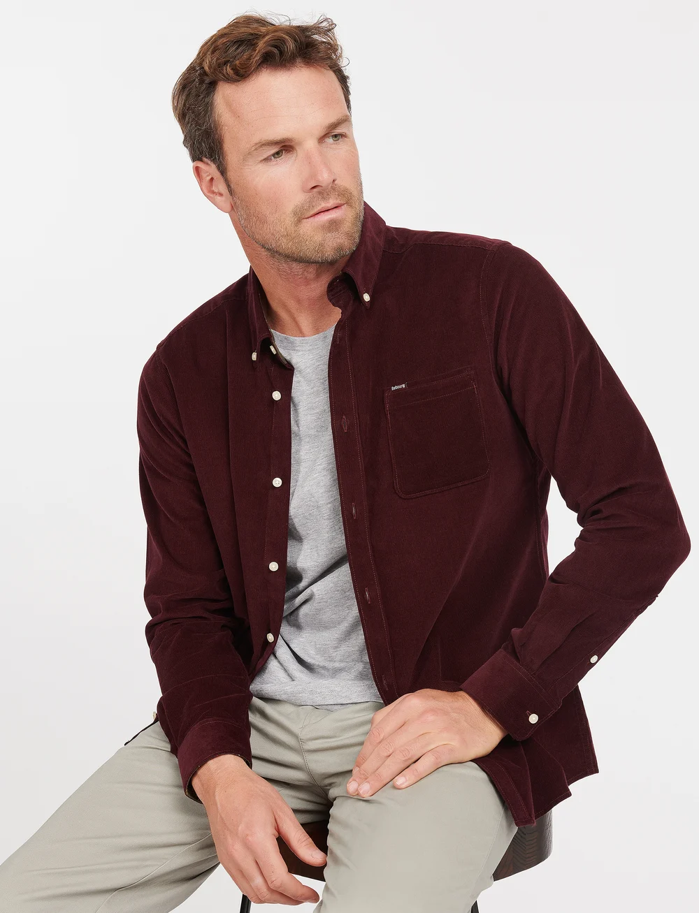 Barbour - Barbour Ramsey Tailored Cord Shirt - basic skjorter - winter red - 5