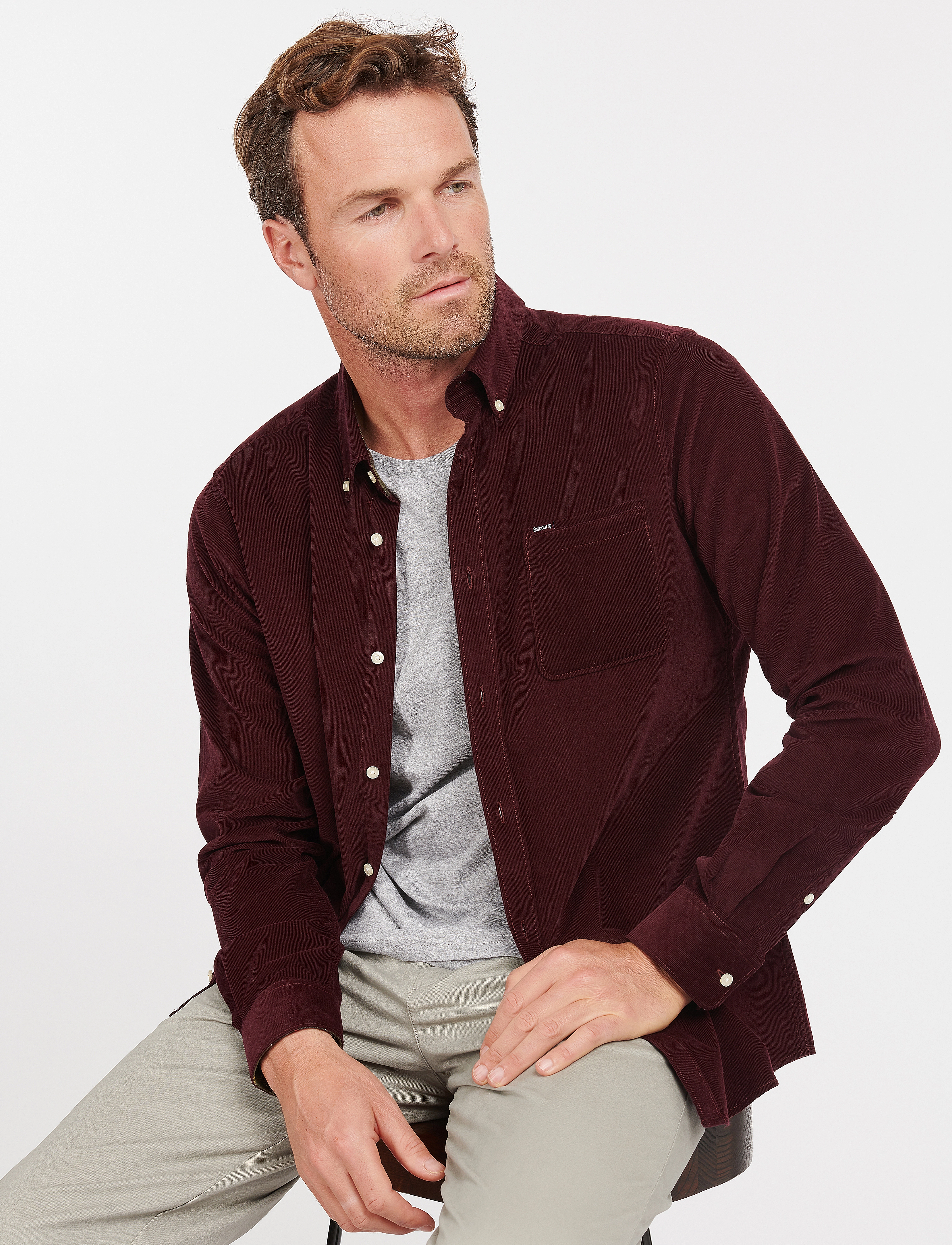 Barbour - Barbour Ramsey Tailored Cord Shirt - casual hemden - winter red - 5