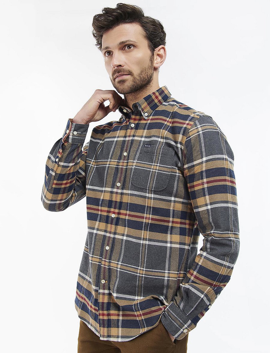 Barbour - Barbour Ronan Tailored Checked Shirt - grey marl - 0