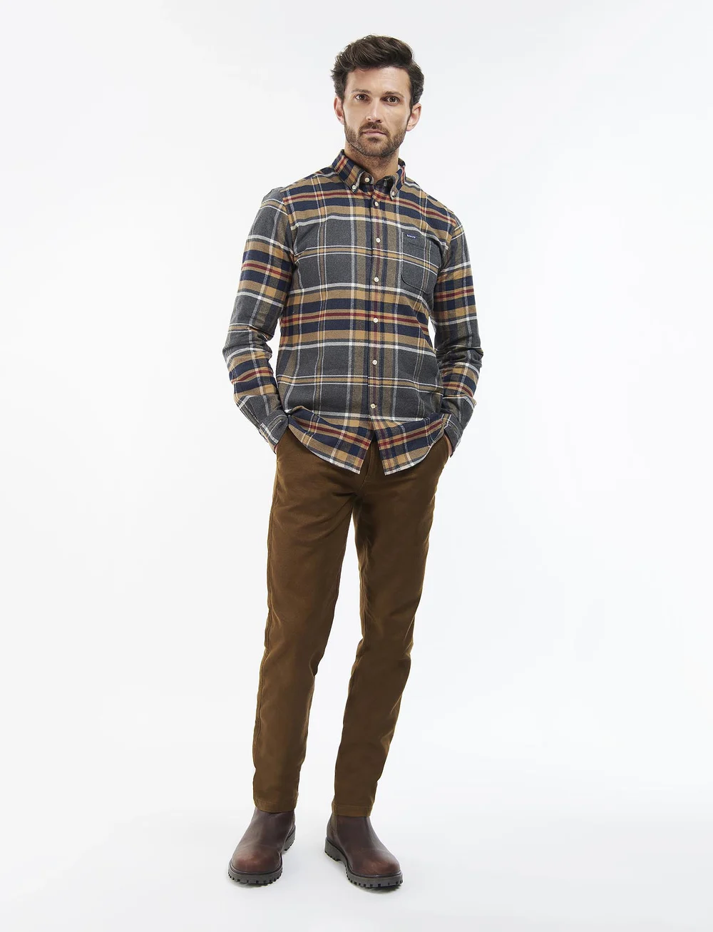 Barbour - Barbour Ronan Tailored Checked Shirt - basic skjorter - grey marl - 4
