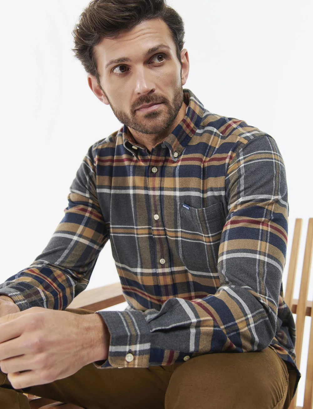Barbour - Barbour Ronan Tailored Checked Shirt - basic skjorter - grey marl - 5