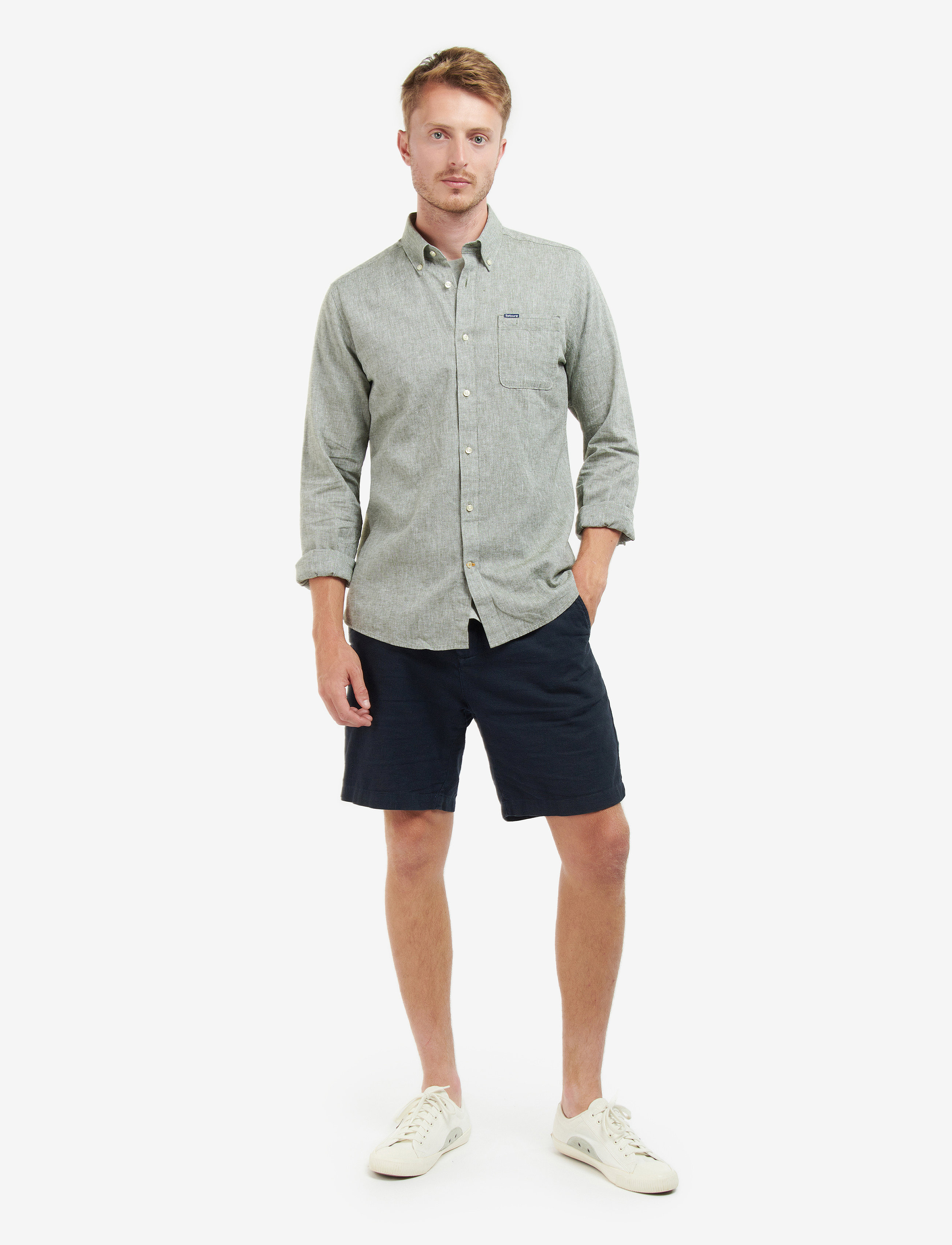 Barbour - Barbour Nelson TF Shir - basic shirts - bleached olive - 4