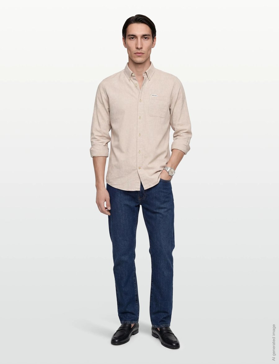 Barbour - Barbour Nelson TF Shir - linasest riidest särgid - stone - 0