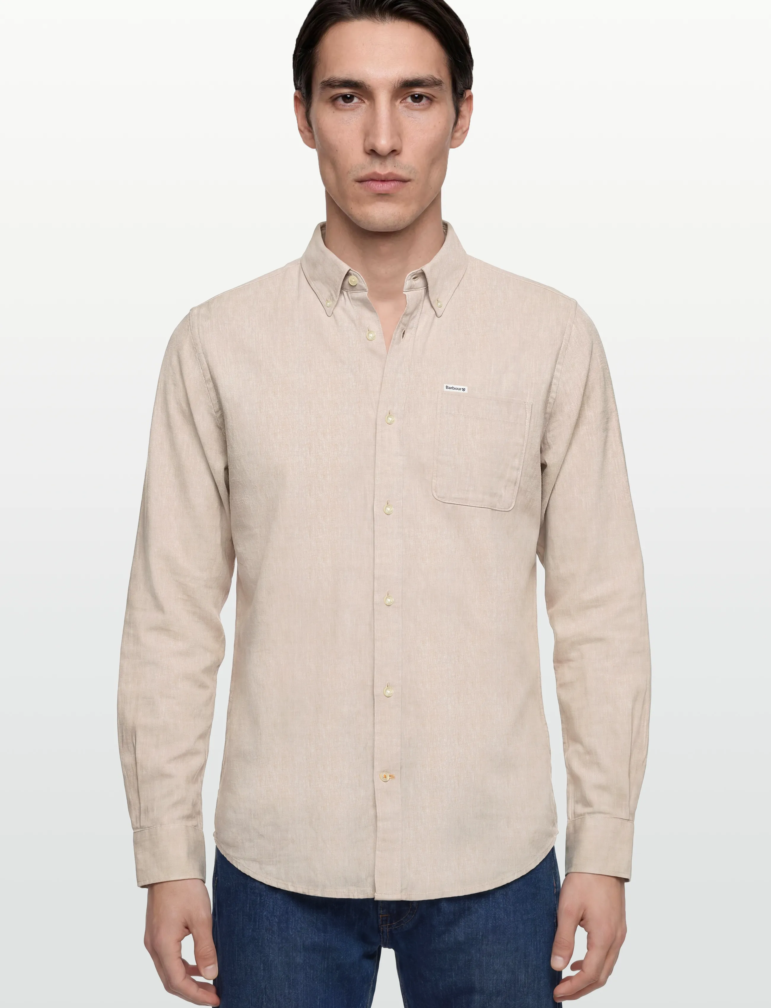 Barbour - Barbour Nelson TF Shir - linasest riidest särgid - stone - 3