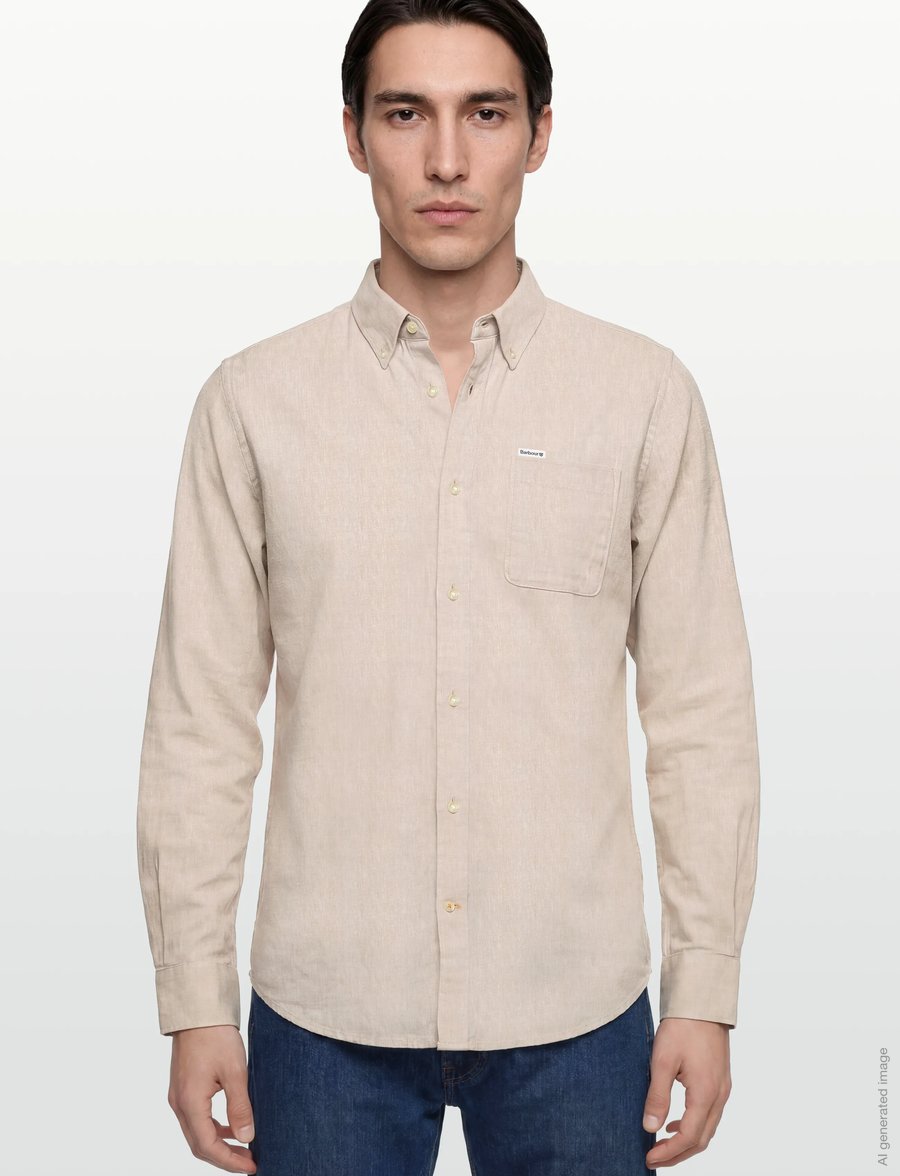 Barbour - Barbour Nelson TF Shir - linasest riidest särgid - stone - 3