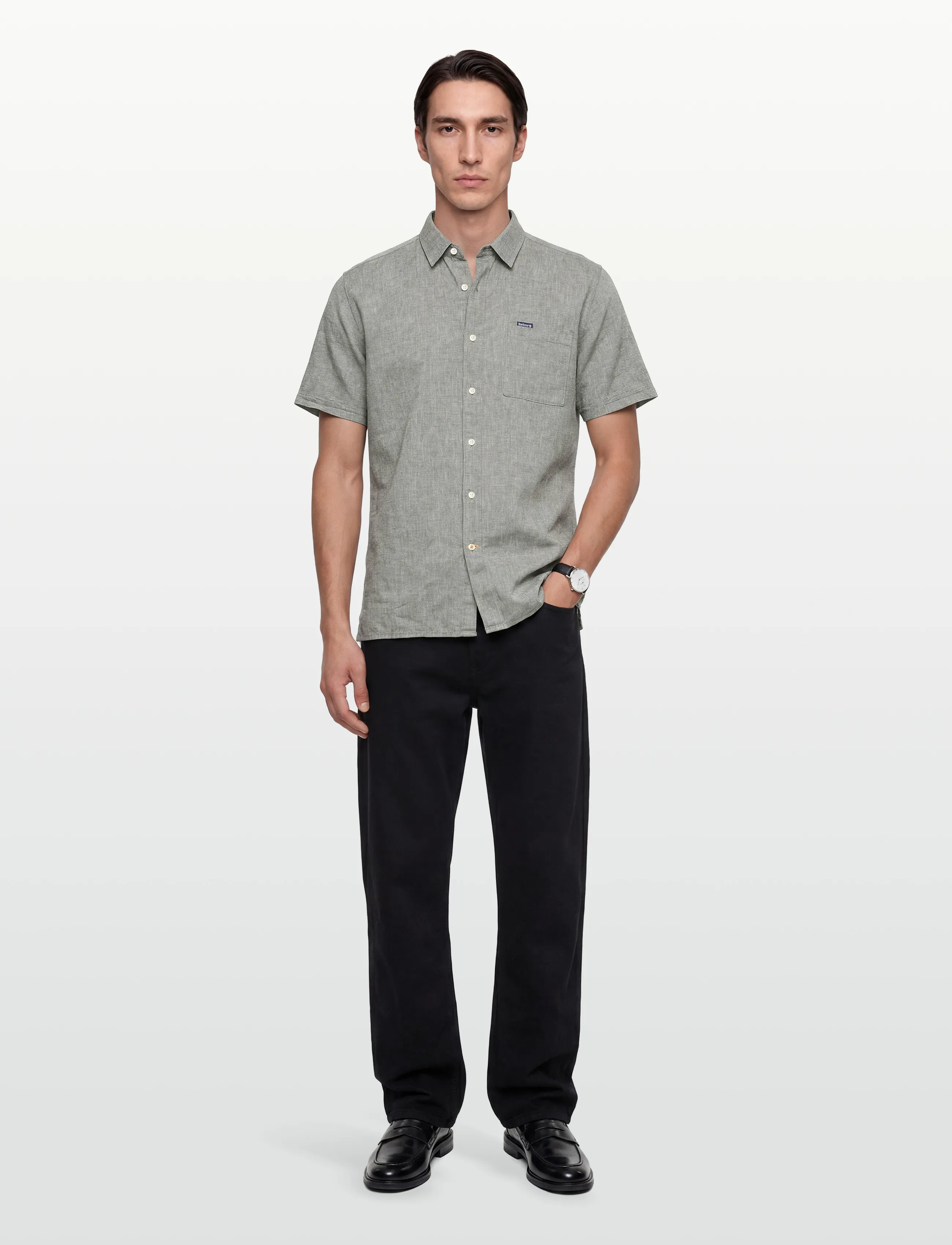 Barbour Barbour Nelson SS Shir - Nach Stil kaufen - BLEACHED OLIVE / grey