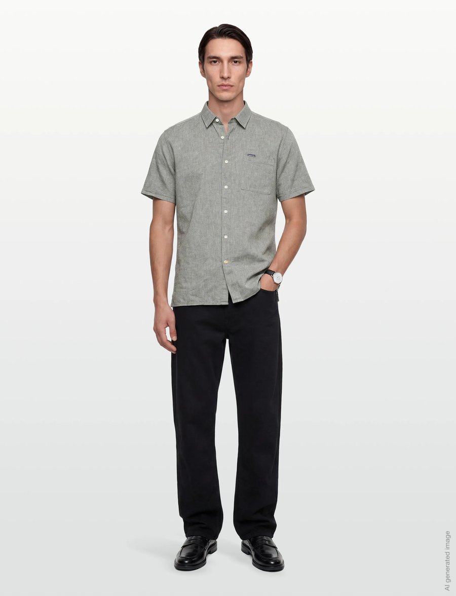 Barbour - Barbour Nelson SS Shir - linasest riidest särgid - bleached olive - 0