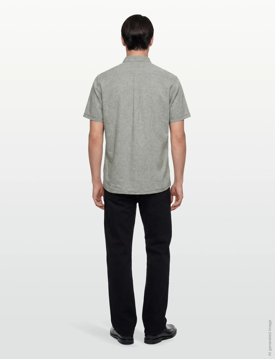 Barbour - Barbour Nelson SS Shir - linasest riidest särgid - bleached olive - 4