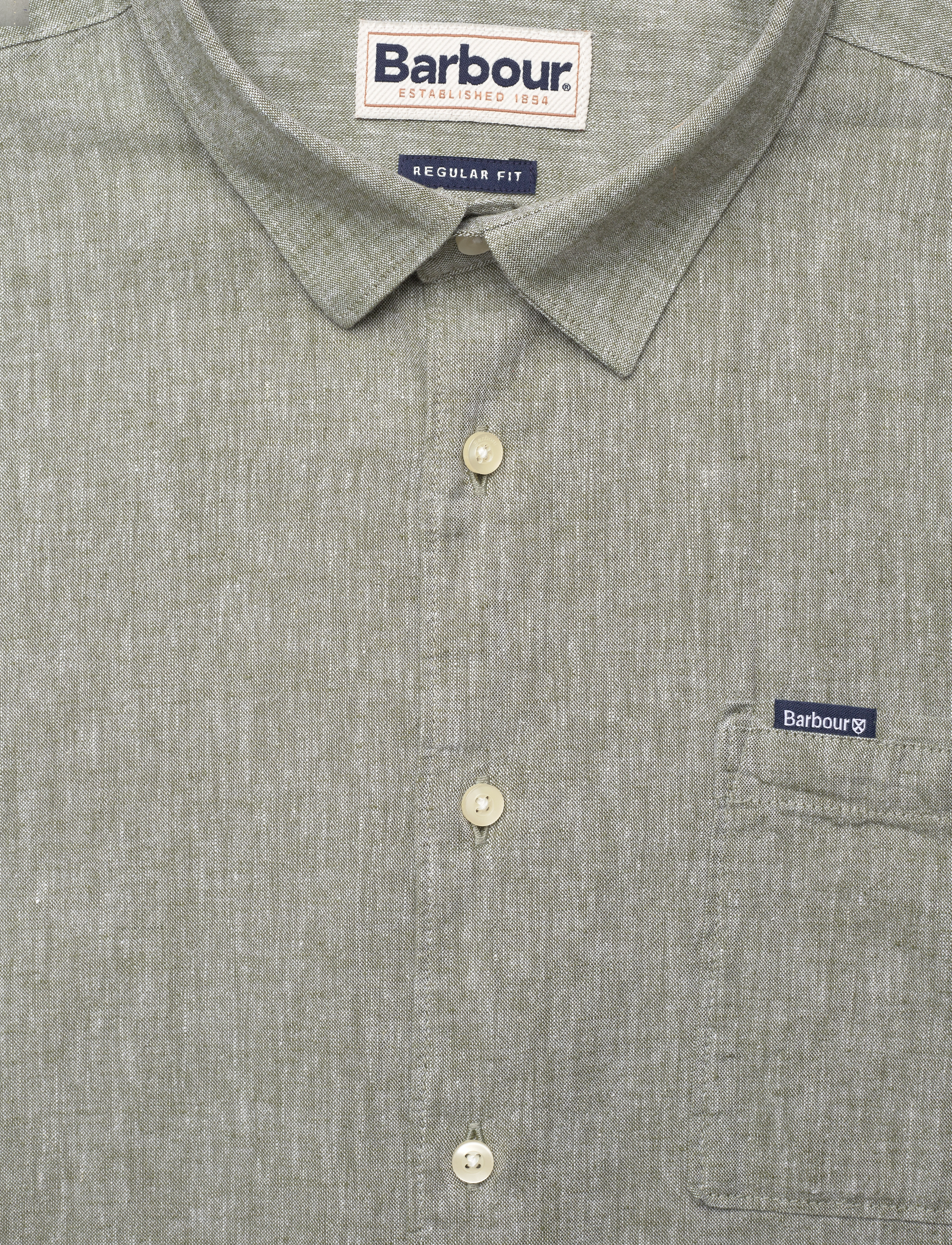 Barbour - Barbour Nelson SS Shir - linasest riidest särgid - bleached olive - 5