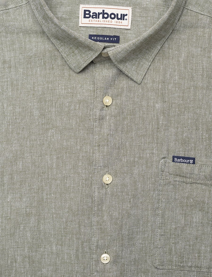 Barbour - Barbour Nelson SS Shir - linasest riidest särgid - bleached olive - 5