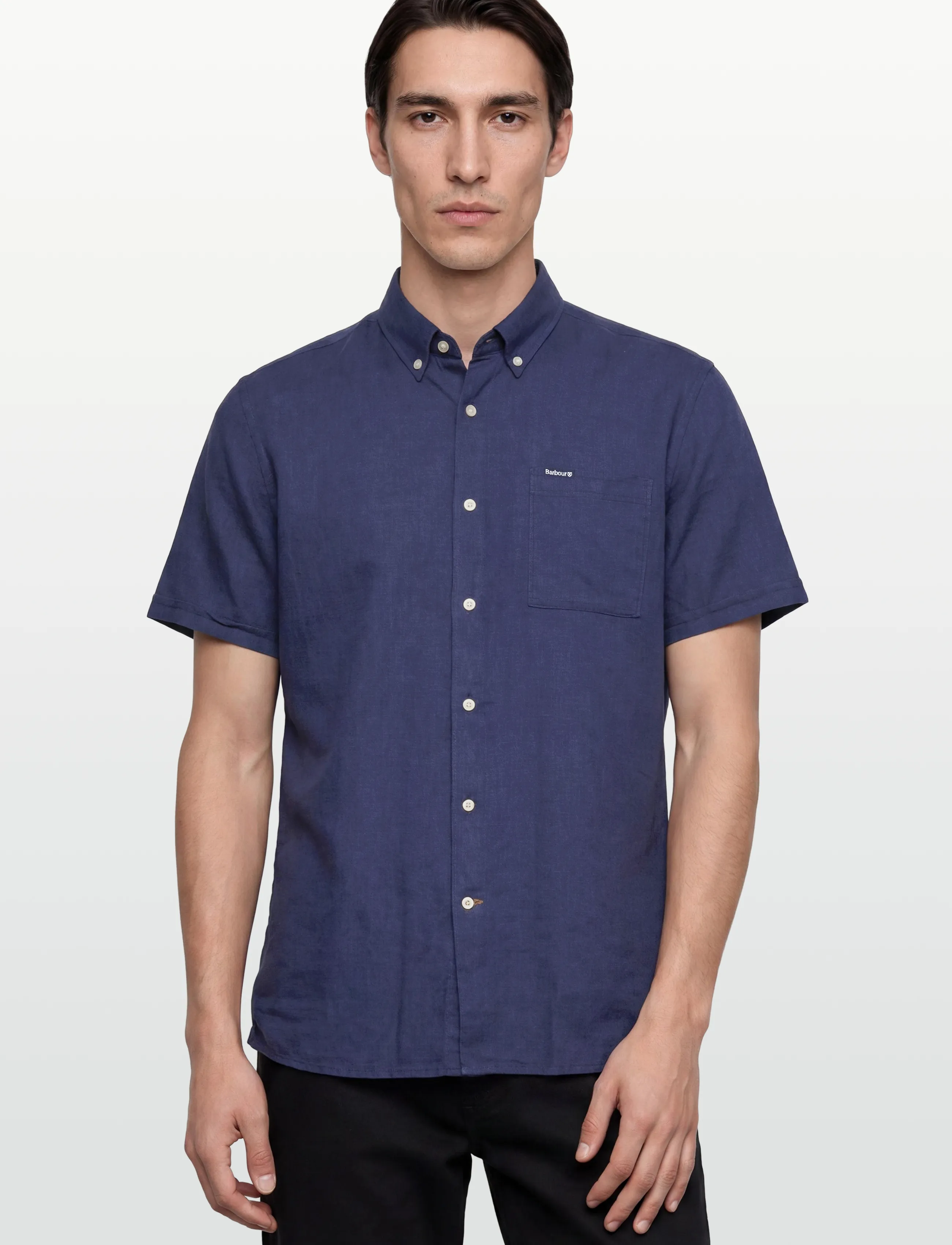 Barbour - Barbour Nelson SS Shir - linen shirts - indigo - 3