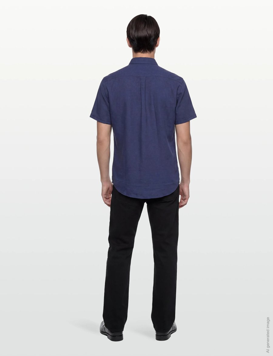 Barbour - Barbour Nelson SS Shir - linen shirts - indigo - 4
